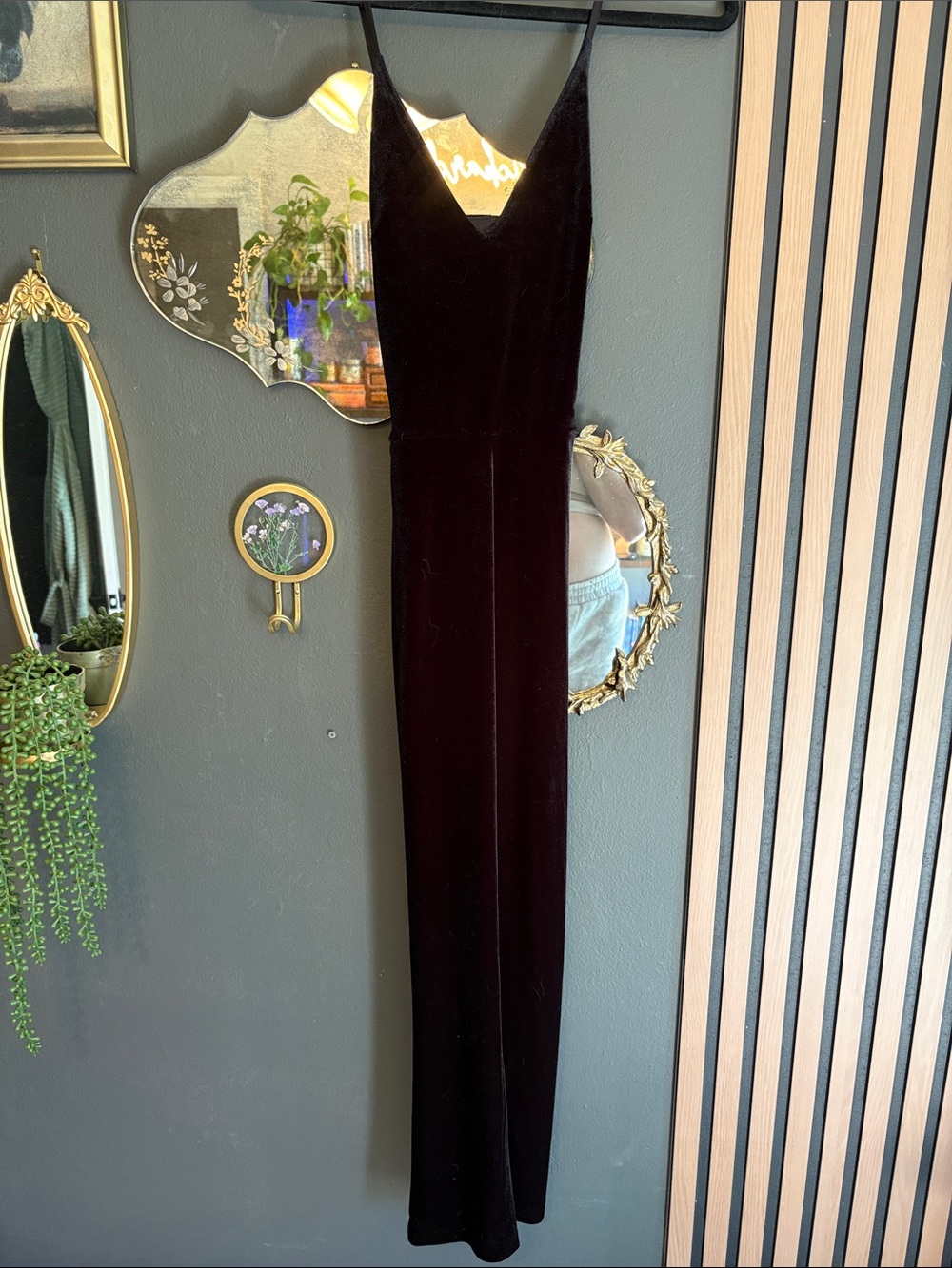 Express Black Velvet Jumpsuit XS